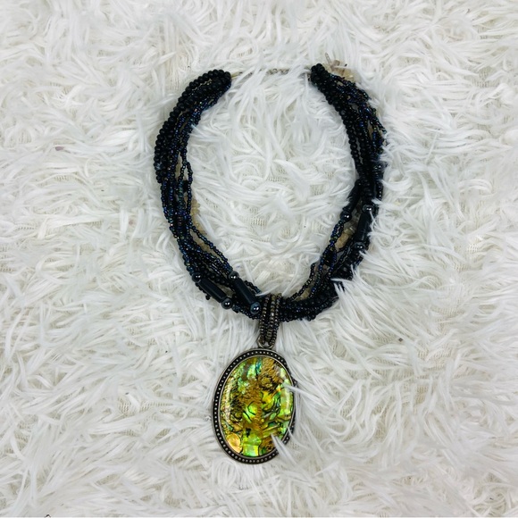 UNBRANDED multi fully beaded silver green gem layered necklace - Picture 12 of 16